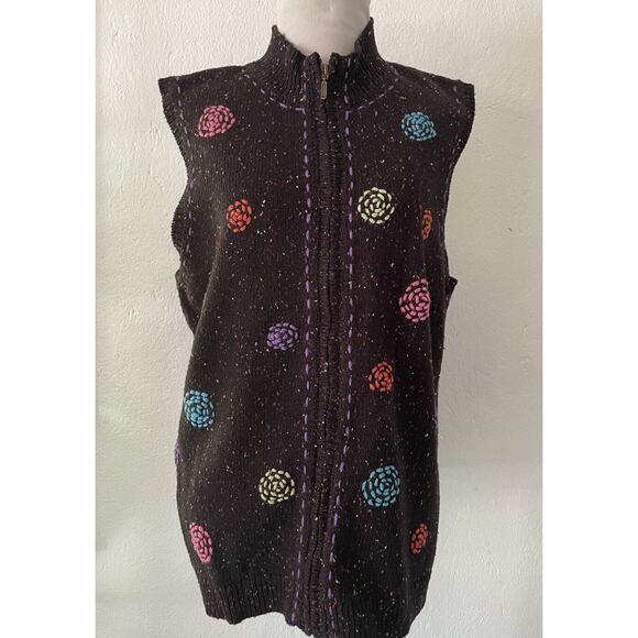 COLDWATER CREEK SEASONAL SWIRL SLEEVELESS FULL ZIP SWEATER VEST SIZE XL -NWT - Picture 2 of 7